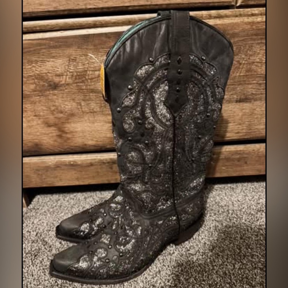 Womens corral glitter inlay cowgirl boots